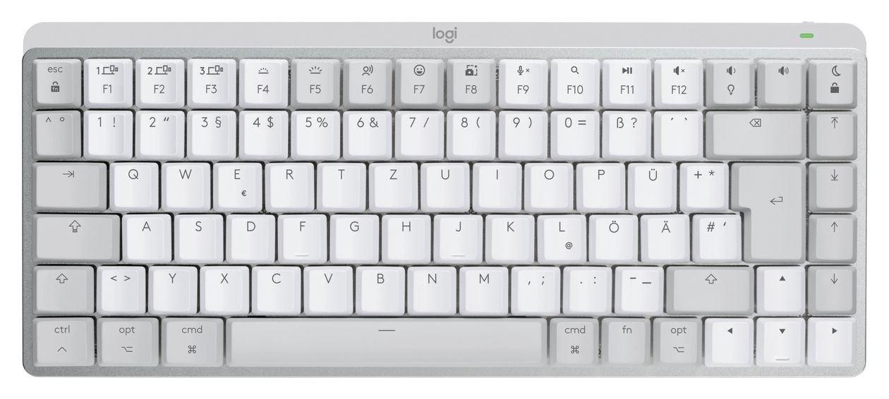 MX Mini Mechanical for Mac LED Büro Tastatur RF Wireless + Bluetooth 2.4 GHz  (Grau) 