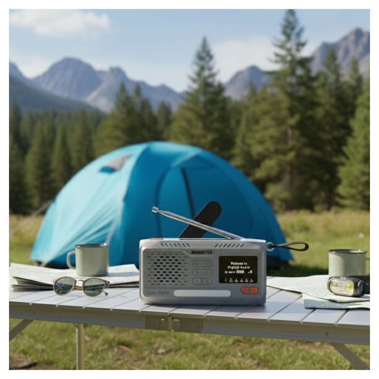RESQ100 Kurbelradio Bluetooth DAB, DAB+, FM Radio Tragbar IPX3  (Hellgrau) 