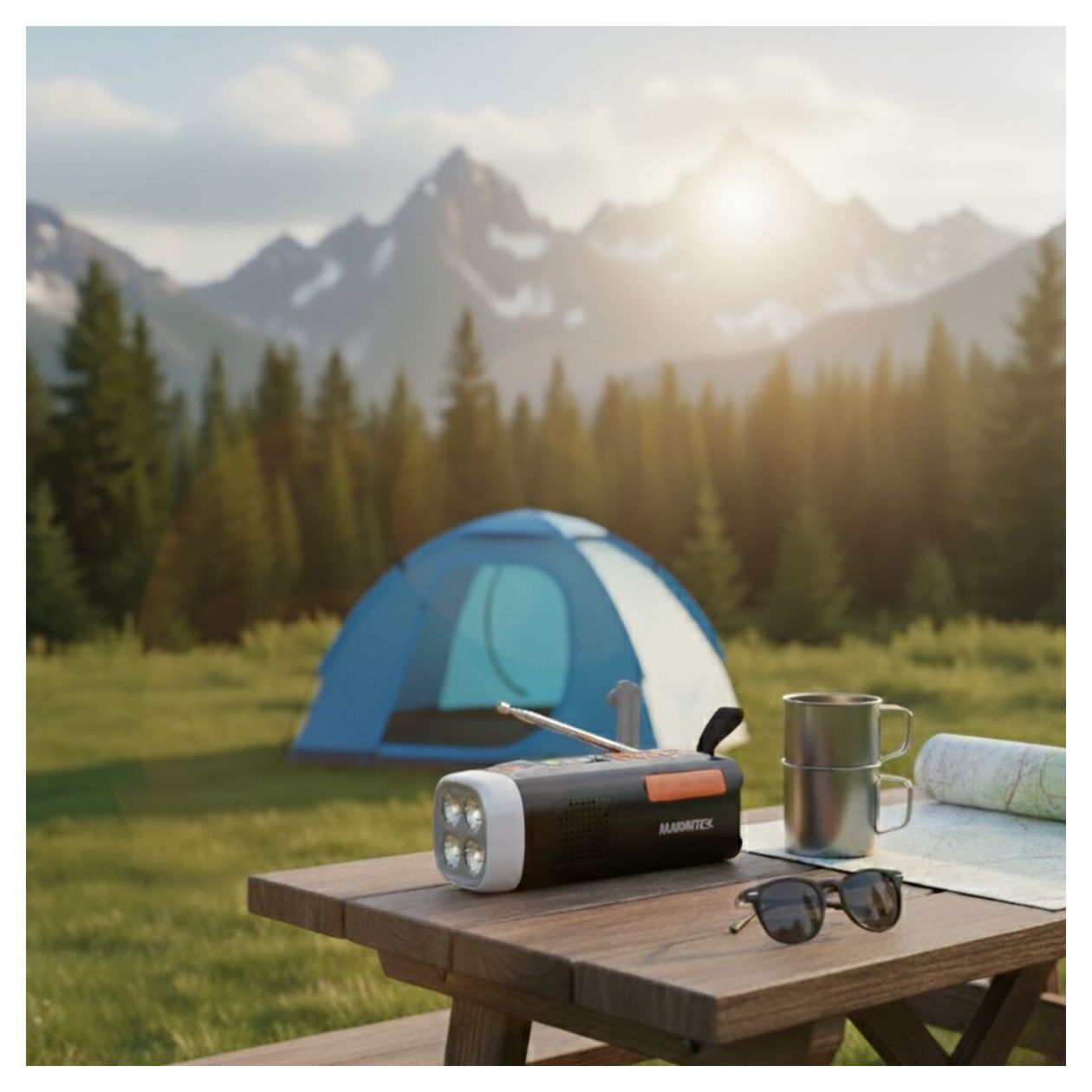 RESQ200 Kurbelradio Bluetooth DAB, DAB+, FM Radio Tragbar IPX3  (Schwarz) 