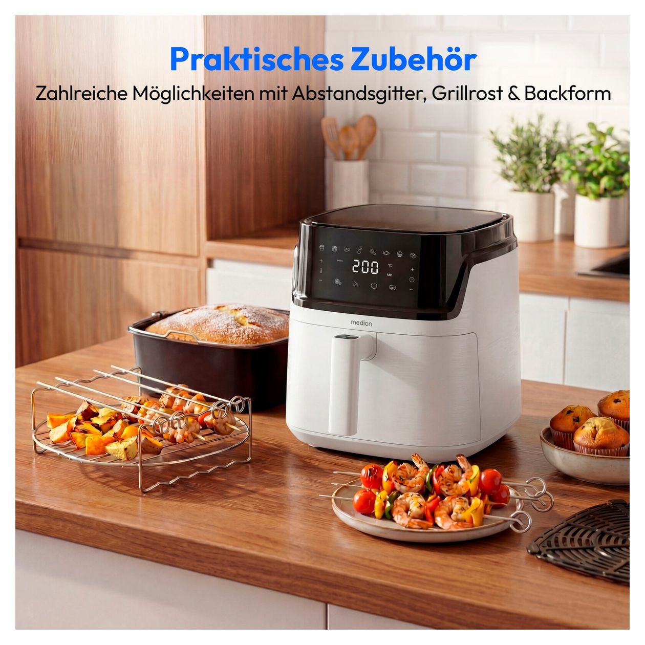 Life P15 XL Heißluftfritteuse 7,2 l 1650 W  (Weiß, Schwarz) 
