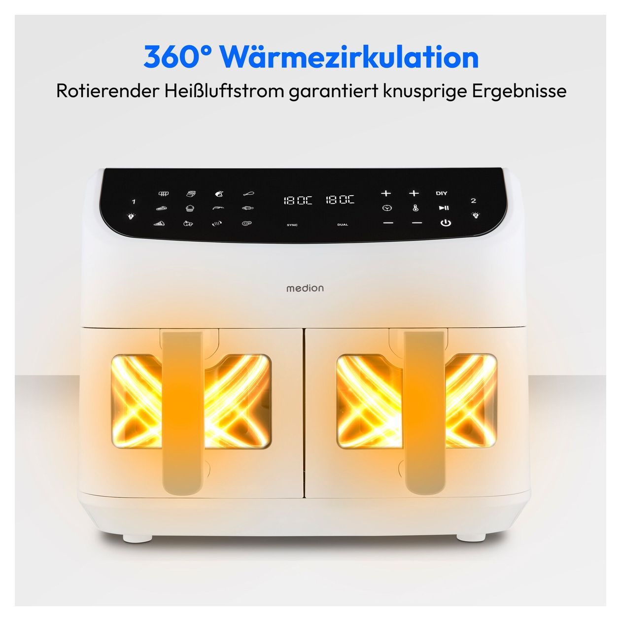 Life P20 XXL Doppel Heißluftfritteuse 8,7 l 2600 W  (Weiß, Schwarz) 