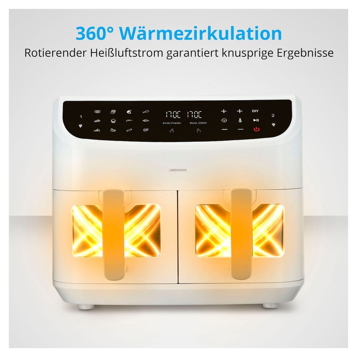 Life P20 XXL MD11760 Doppel Heißluftfritteuse 8,7 l 2600 W  (Weiß) 