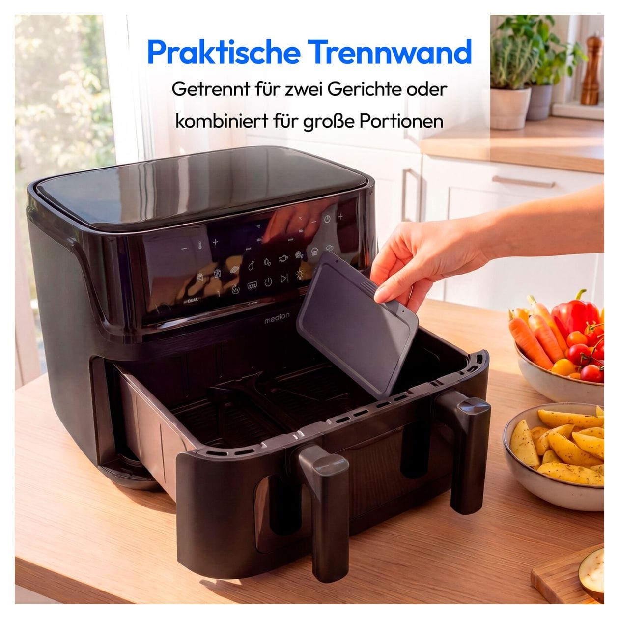 Life P25 XXL Flex M Doppel Heißluftfritteuse 10,8 l 3040 W  (Schwarz) 