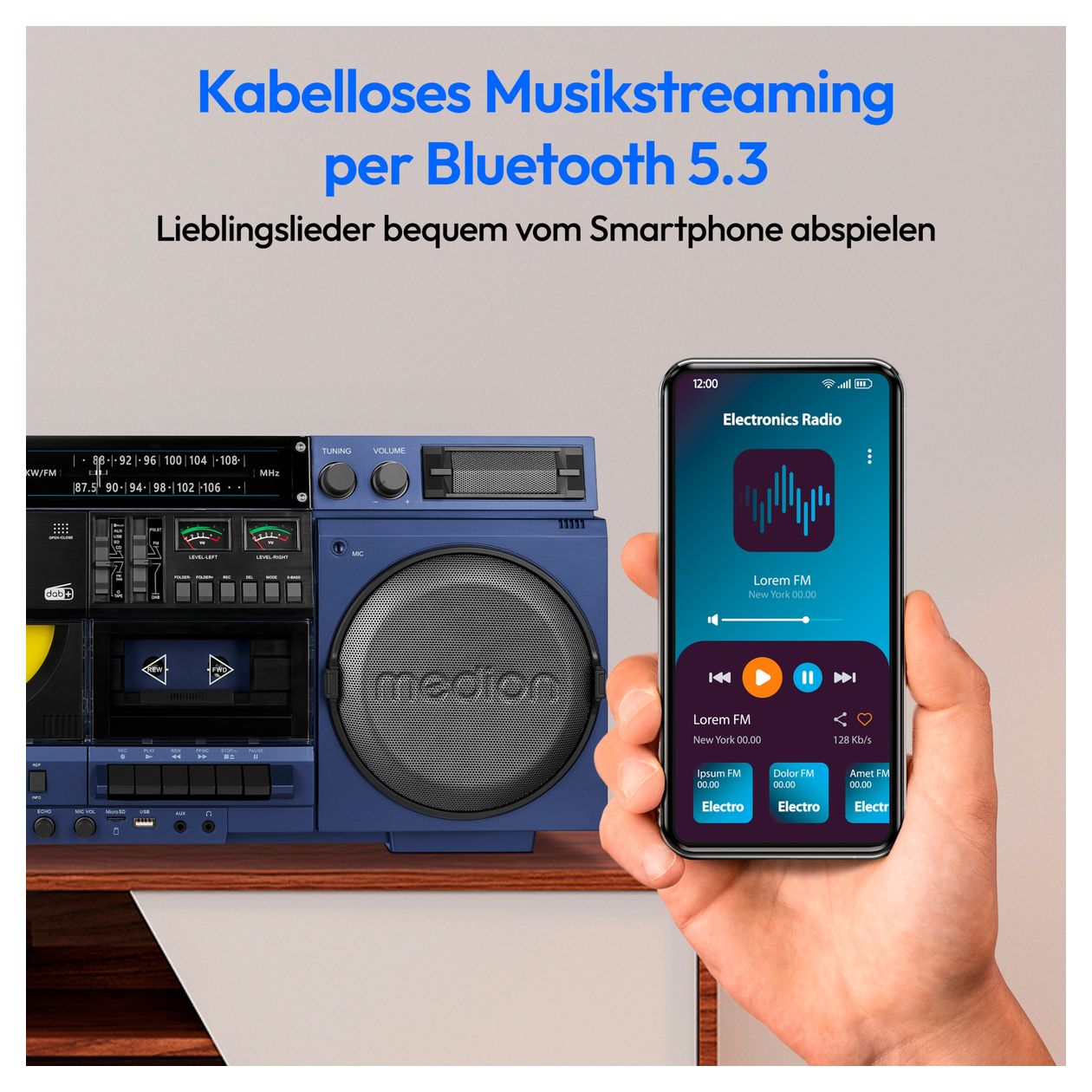 Life P66538 DAB+, PLL 20 W Bluetooth  (Blau) 