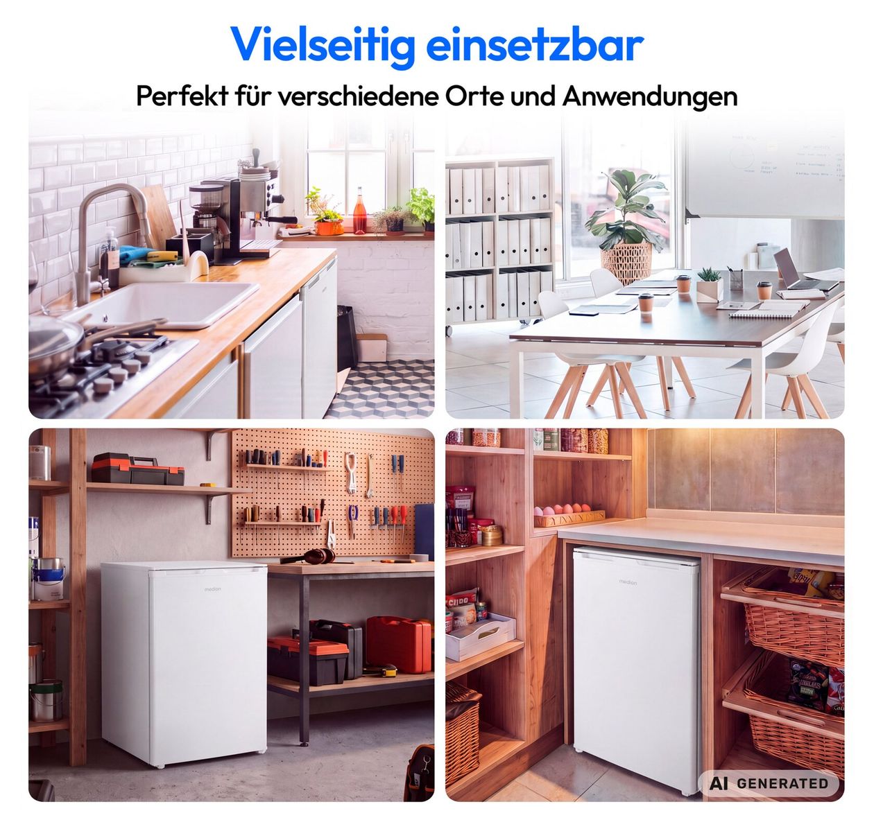 MD370033 90 l / 80 l Tischkühlschrank EEK: E 85 kWh Jahr  (Weiß) 