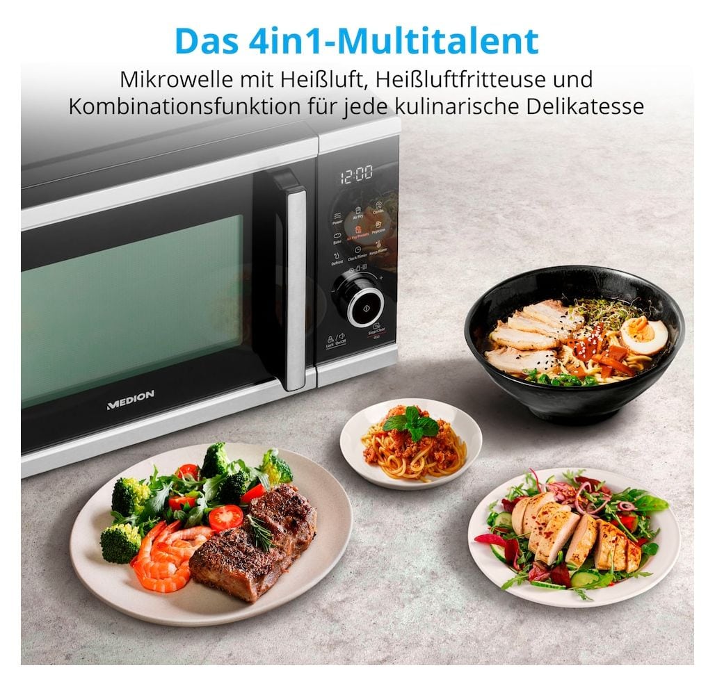 MD11499 Freistehende Mikrowelle 900 W Größe: mittel  (Schwarz, Edelstahl) 