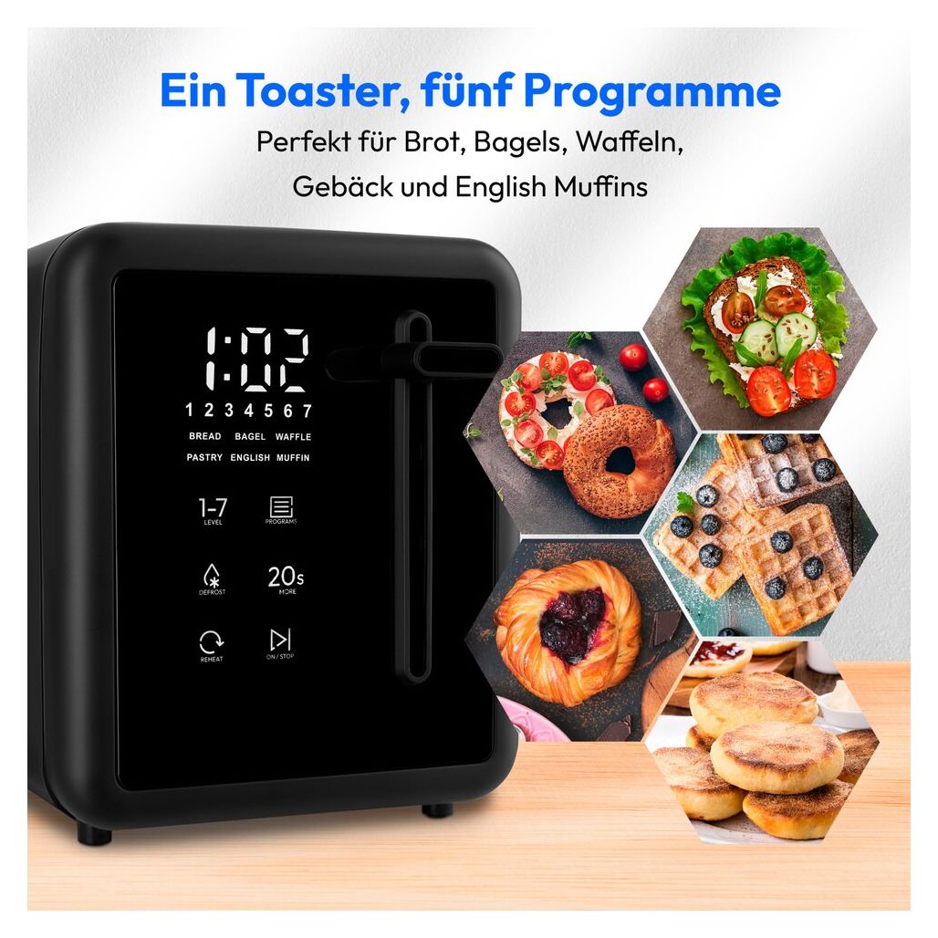MD12102 Toaster 850 W 2 Scheibe(n) 7 Stufen  (Schwarz) 