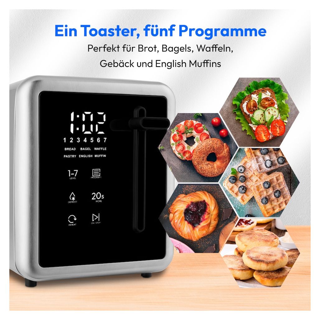 MD12102 Toaster 850 W 2 Scheibe(n) 7 Stufen  (Silber, Schwarz) 