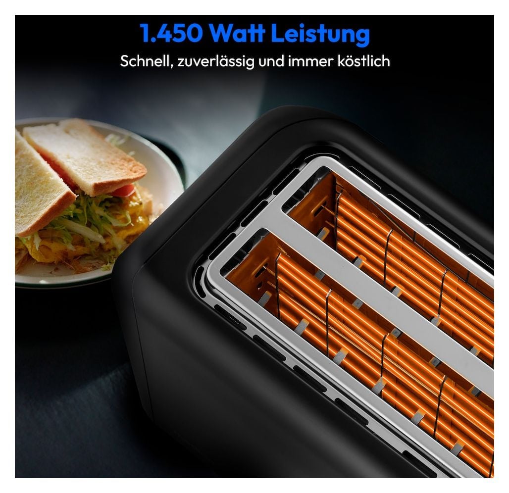 MD12103 Toaster 1450 W 4 Scheibe(n) 7 Stufen  (Schwarz) 