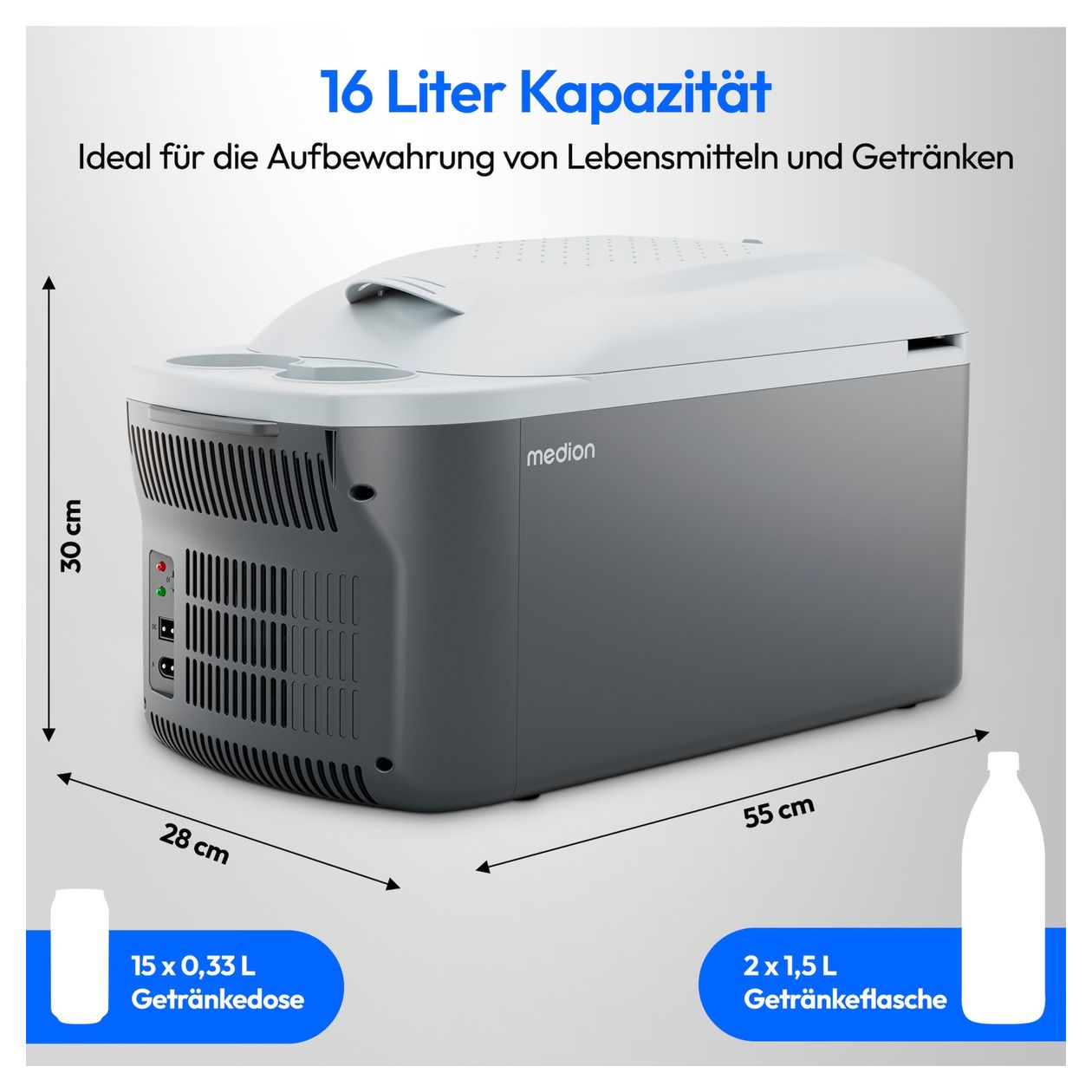 MD13100 16 l Kühlbox 57 W  (Grau, Weiß) 