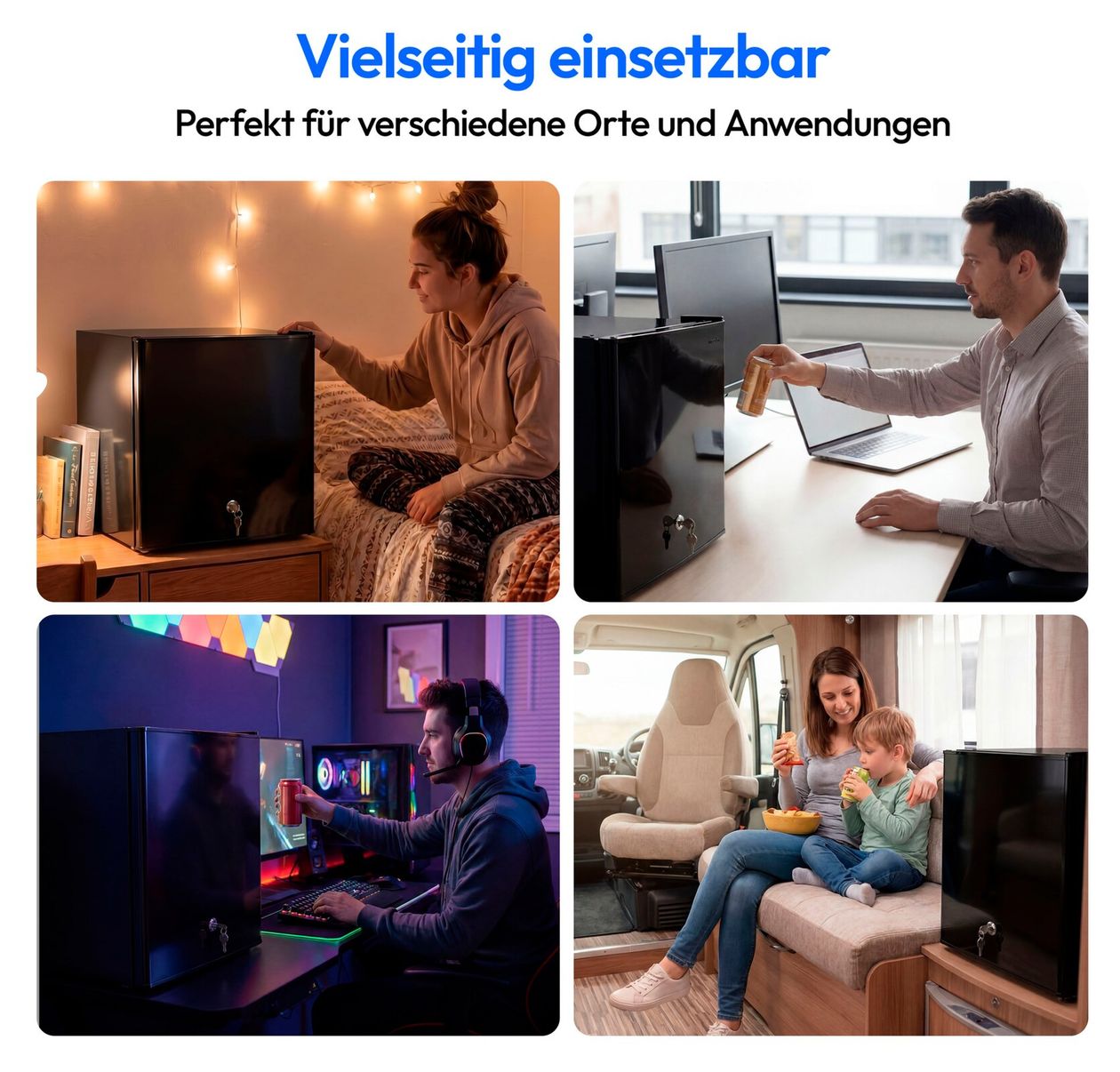 MD370001 42 l / 37 l Tischkühlschrank EEK: E 80 kWh Jahr  (Schwarz) 