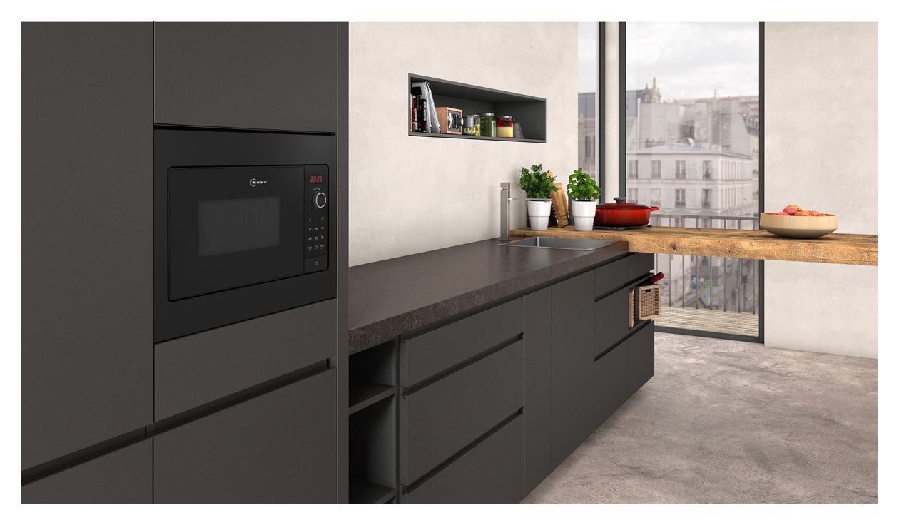 N30 HLAWG25S3 Einbau-Mikrowelle 800 W Größe: klein 5 Stufen (Schwarz) 