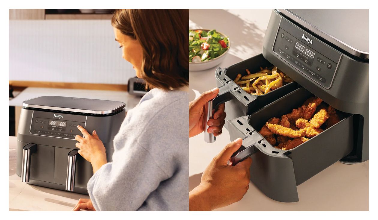 DZ300EU Doppel Heißluftfritteuse 7,6 l 2400 W  (Grau) 