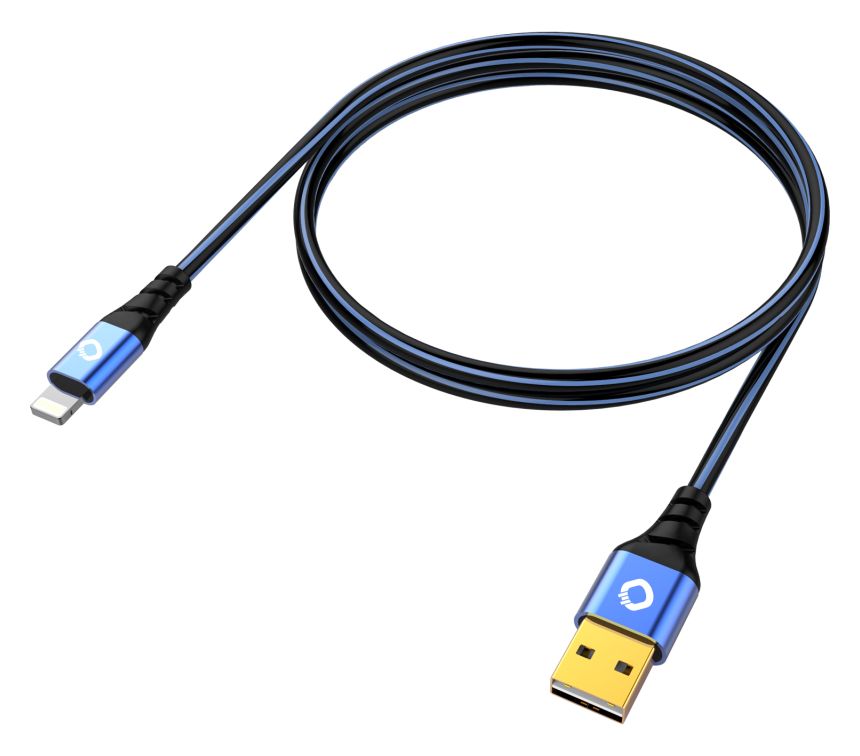 USB Plus Li 0,48 Gbit/s Rundkabel USB A auf USB C/Lightning Männlich 2 m  (Blau) 