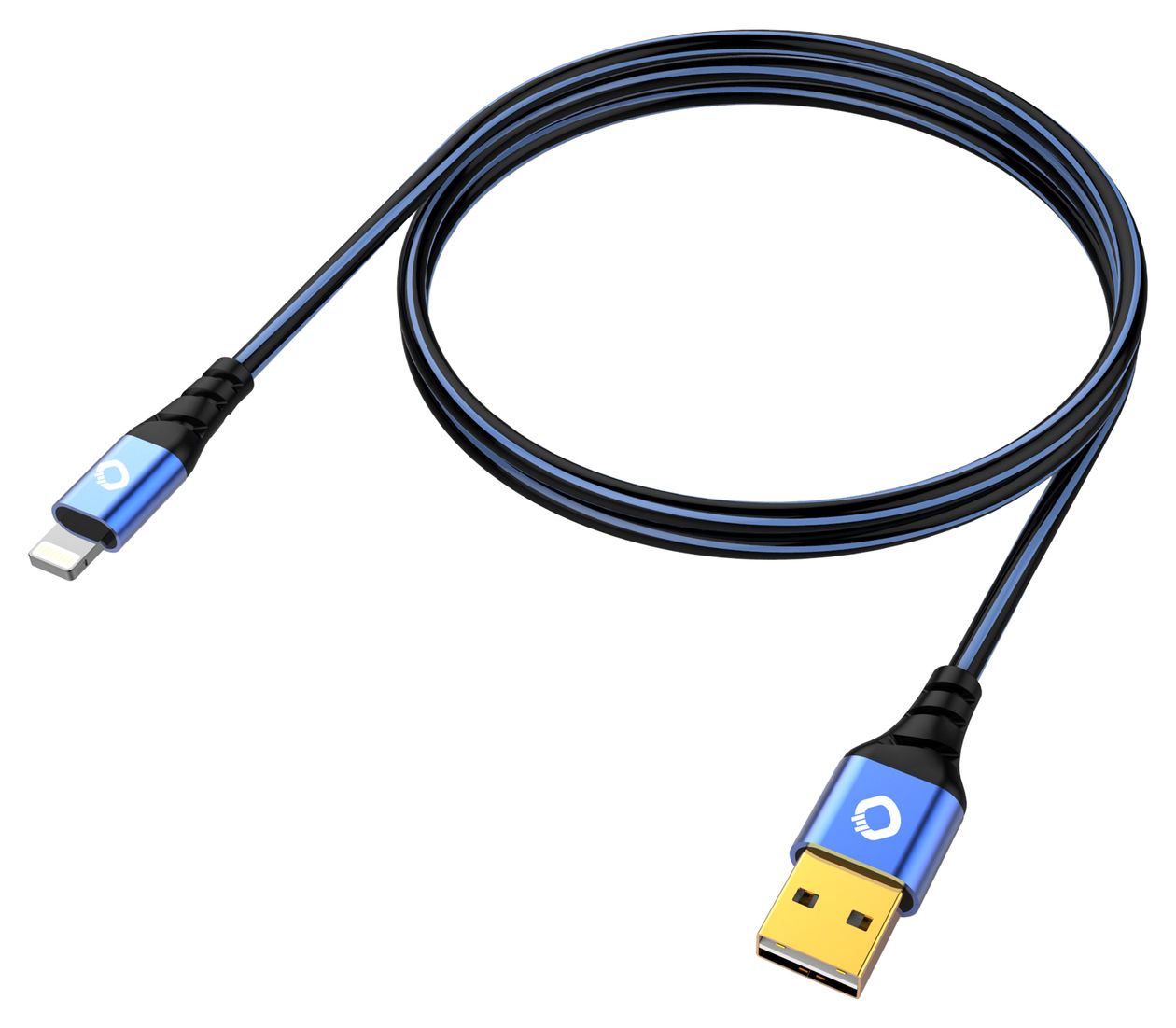 USB Plus Li 0,48 Gbit/s Stecker Rundkabel USB A auf Lightning 0,5 m  (Schwarz, Blau) 