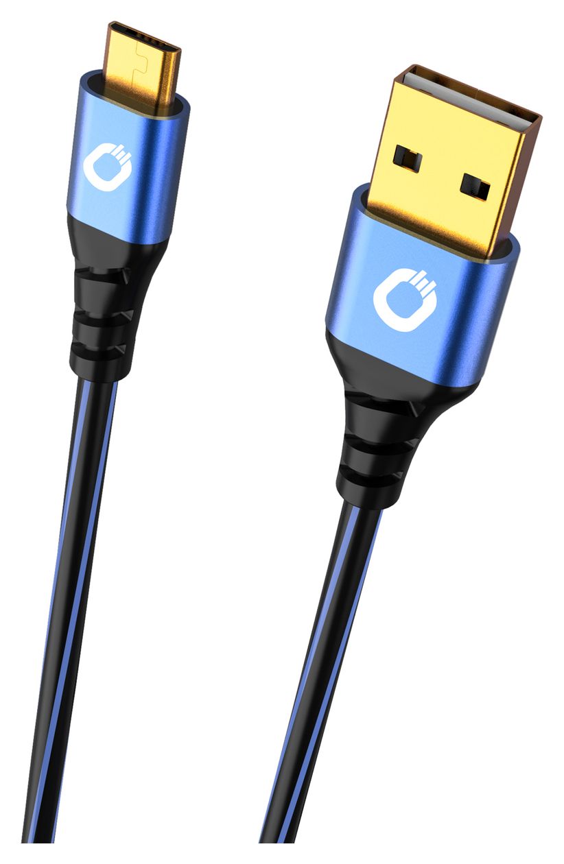 USB Plus Micro 0,48 Gbit/s Stecker Rundkabel USB A auf Micro-USB B 5 m  (Schwarz, Blau) 
