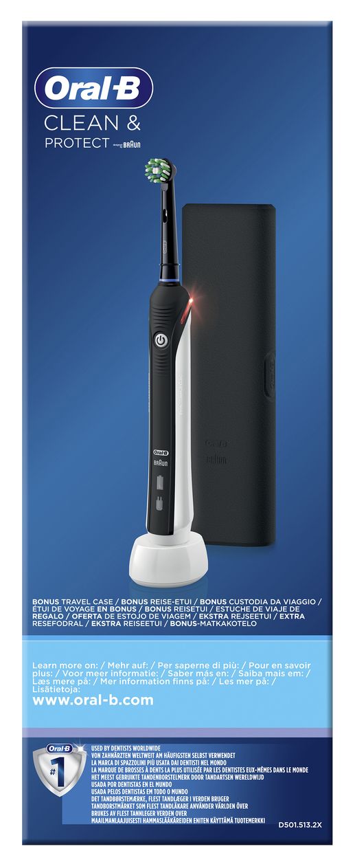 Clean & Protect CrossAction Set Rotierende Zahnbürste für Erwachsene  (Schwarz) 