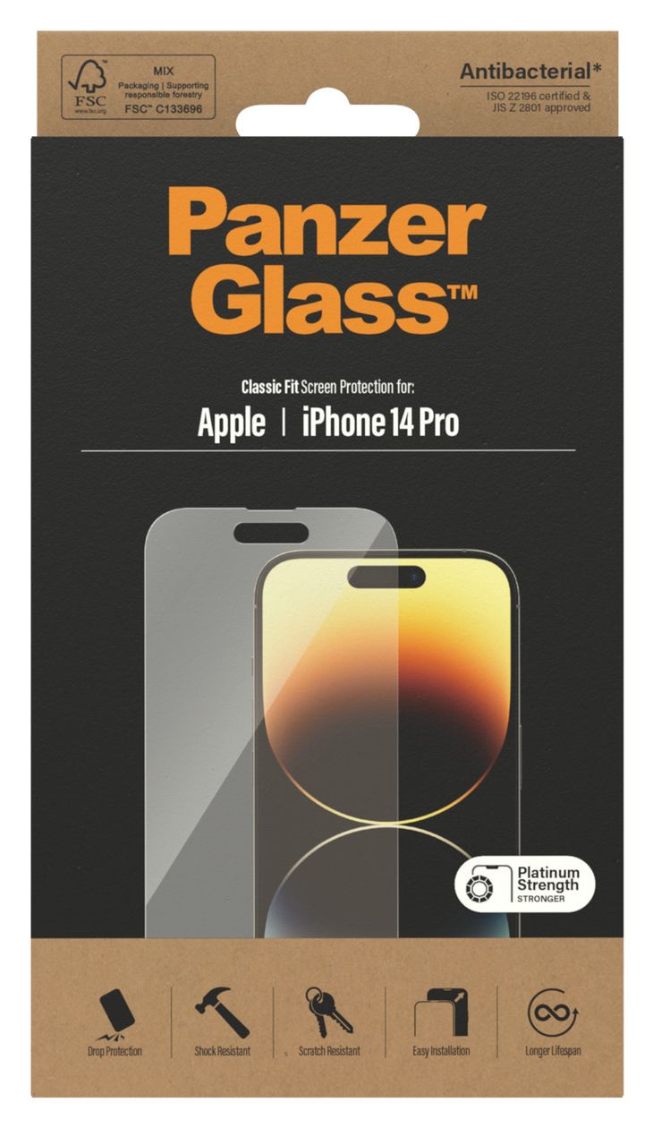 2768 Screen Protector Klare Bildschirmschutzfolie Gehärtetes Glas, Polyethylenterephthalat, Silikon für  Apple iPhone 14 Pro Kratzresistent, Schockresistent 
