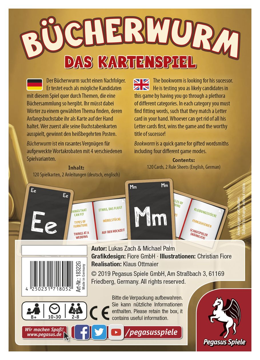 18322G Bücherwurm - Das Kartenspiel Kartenspiel bis zu 8 Spielern ab 8 Jahr(e) 