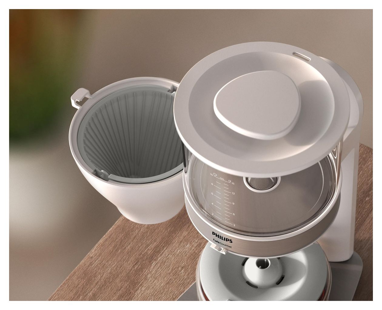 HD5416/00 Cafe' Gourmet 15 Tassen Filterkaffeemaschine 1,2 l  (Weiß) 