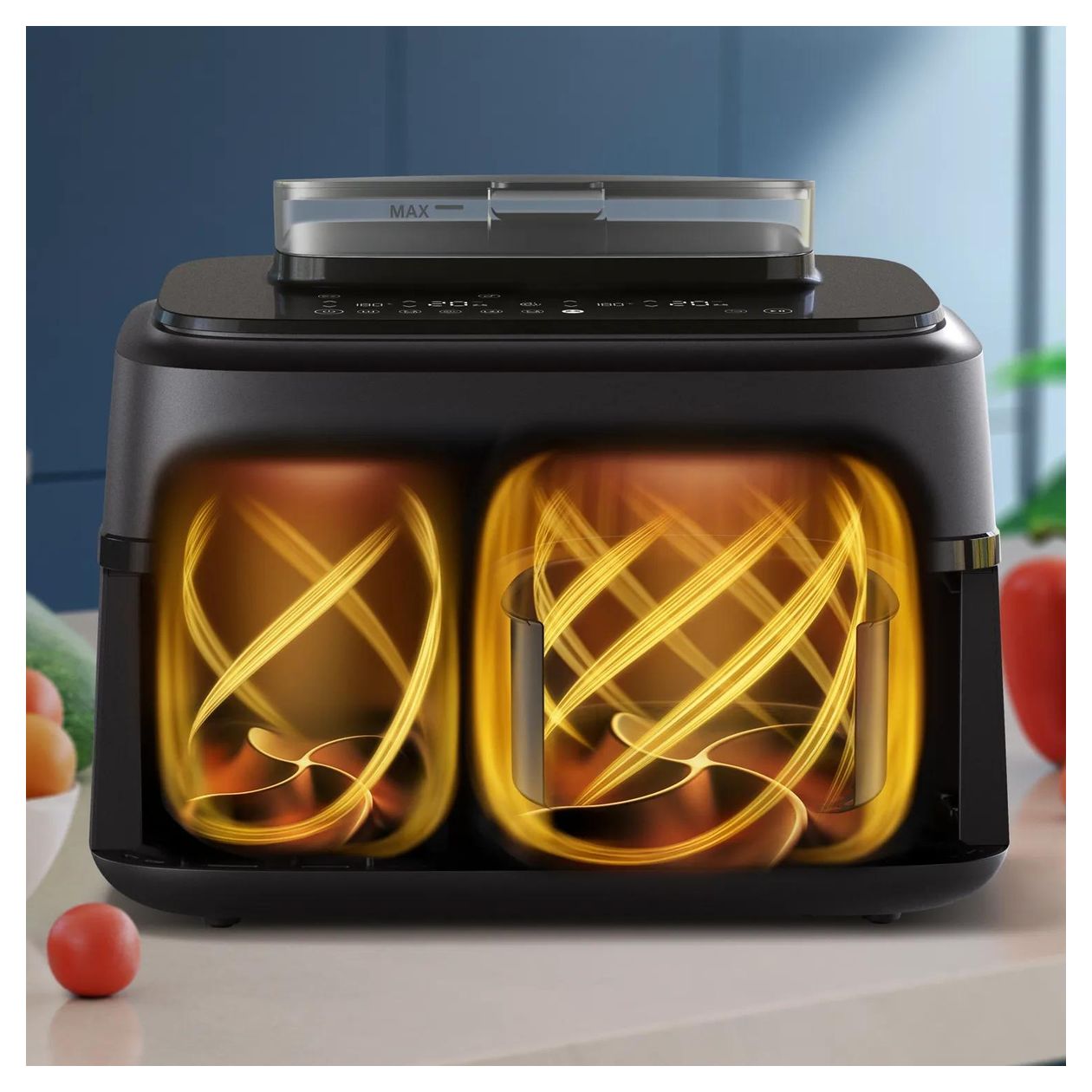 Series 5000 NA551/00 Doppel Heißluftfritteuse 9 l 2750 W  (Schwarz, Silber) 