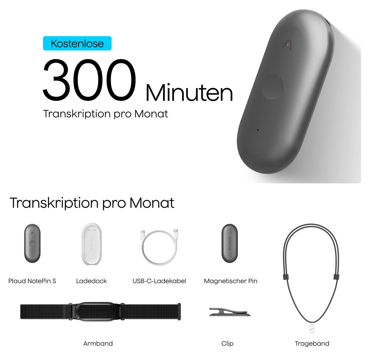 NotePin S Diktiergerät 64 GB  (Schwarz) 