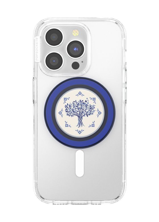 PopGrip MagSafe Olive Tree Tile Fingerring für Apple iPhone 12+  (Blau, Weiß) 