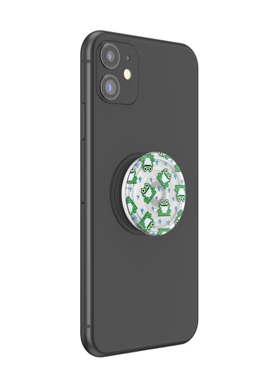 PopGrip Premium Plant 8 Bit Frogs Fingerring für Jede Marke (Grün, Durchscheinend, Weiß) 