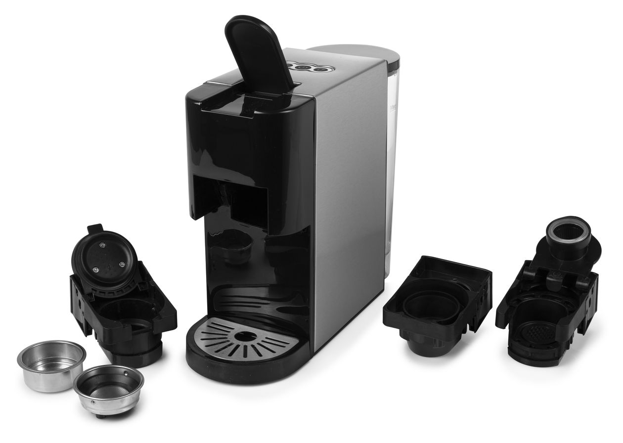 249450 Kaffeekapsel, Kaffeepad, Gemahlener Kaffee Maschine  (Schwarz, Edelstahl) 