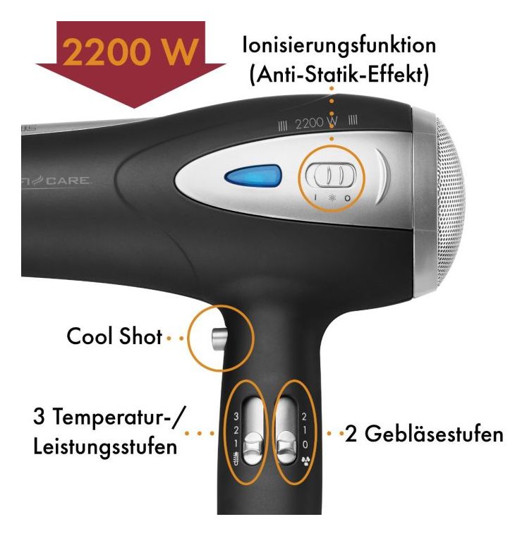 PC-HTD3113 Haartrockner 2200 W  (Schwarz) 