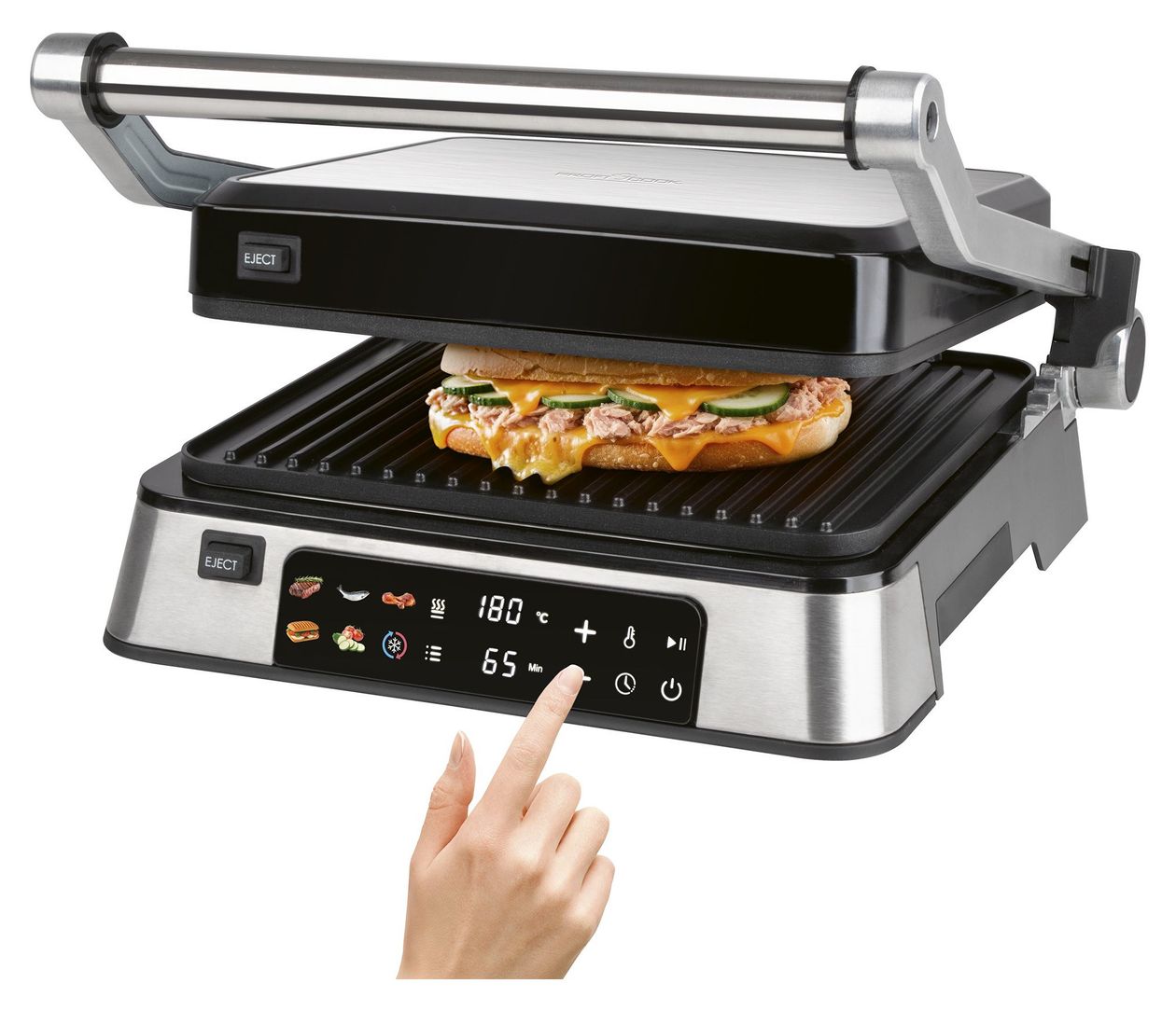 PC-KG1346 Kontaktgrill 2 Zone(n) 2000 W mit 290 x 260 mm Fläche  (Edelstahl, Schwarz) 