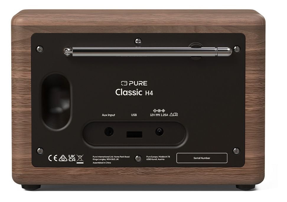 Classic H4 Bluetooth DAB+, FM Radio Tragbar  (Schwarz, Holz) 