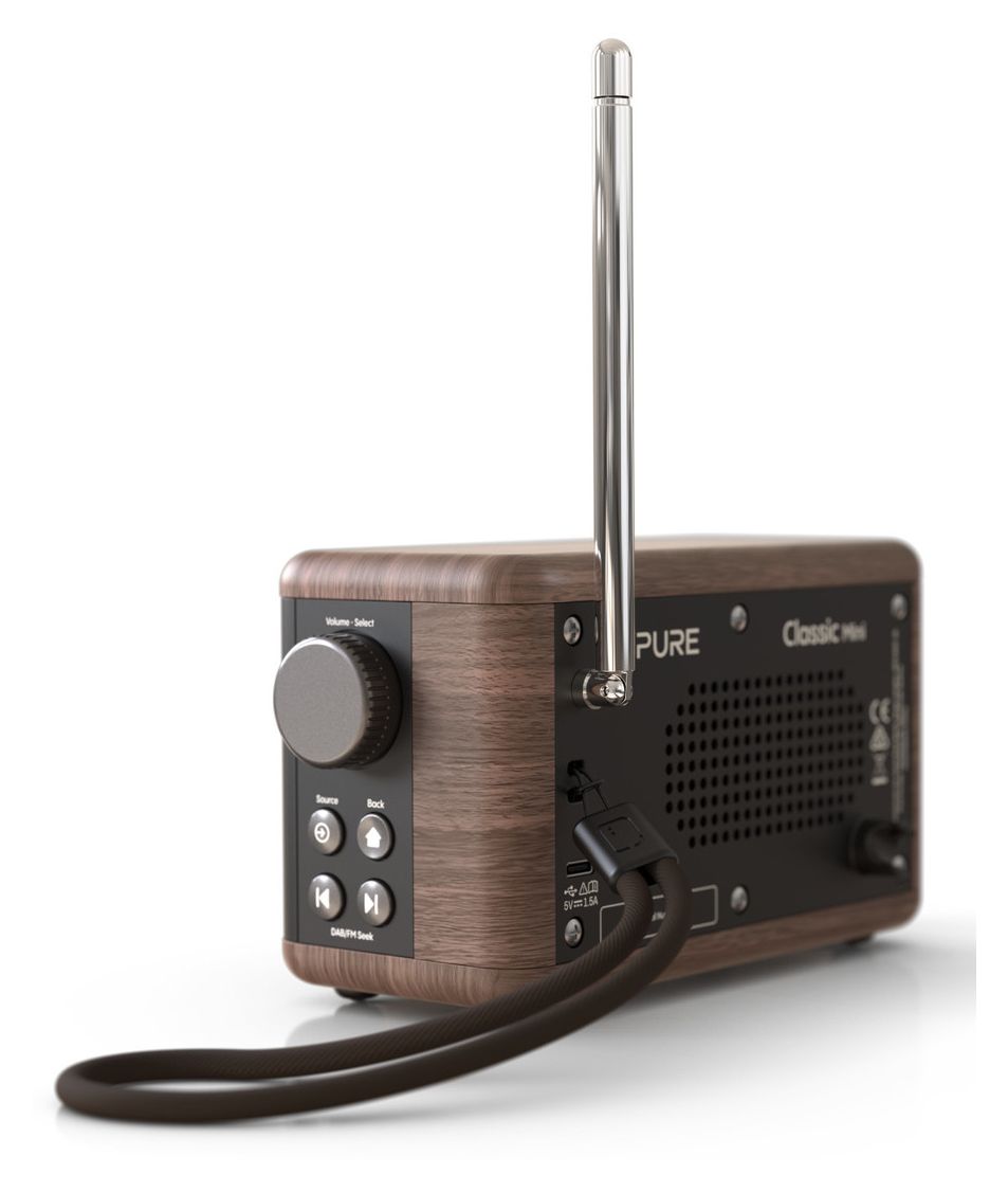 Classic Mini Bluetooth DAB+, FM Radio Tragbar  (Cremefarben, Holz) 