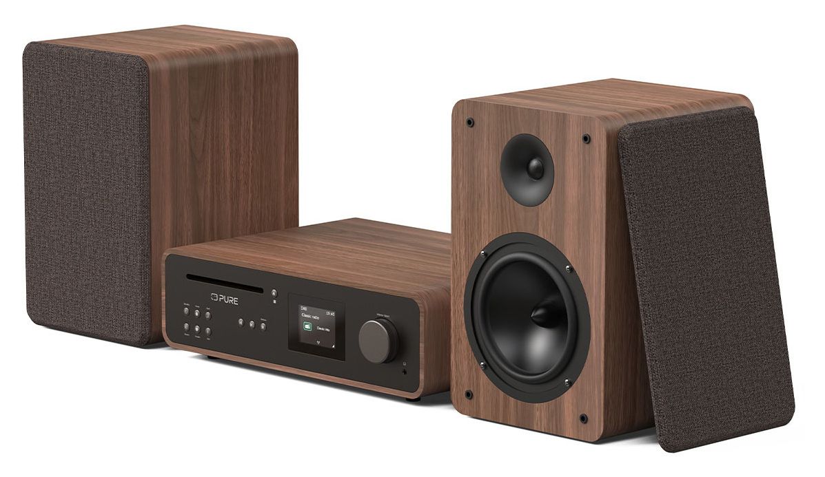Classic Stereo Heim-Audio-Mikrosystem DAB, DAB+, FM 50 W Bluetooth  (Schwarz, Walnuss) 