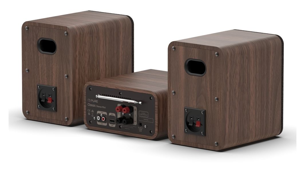 Classic Stereo Mini Heim-Audio-Mikrosystem DAB+, FM 40 W Bluetooth  (Braun, Walnuss) 