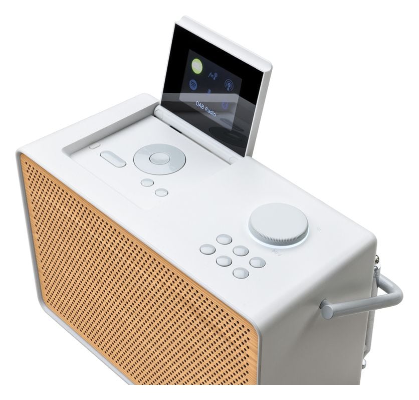 Evoke Play Wood Edition Bluetooth DAB, DAB+, FM Radio Tragbar  (Braun, Weiß) 