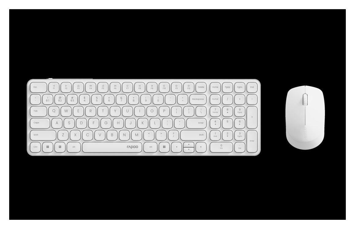 9310M Büro Tastatur RF Wireless + Bluetooth 2.4 GHz  (Weiß) 