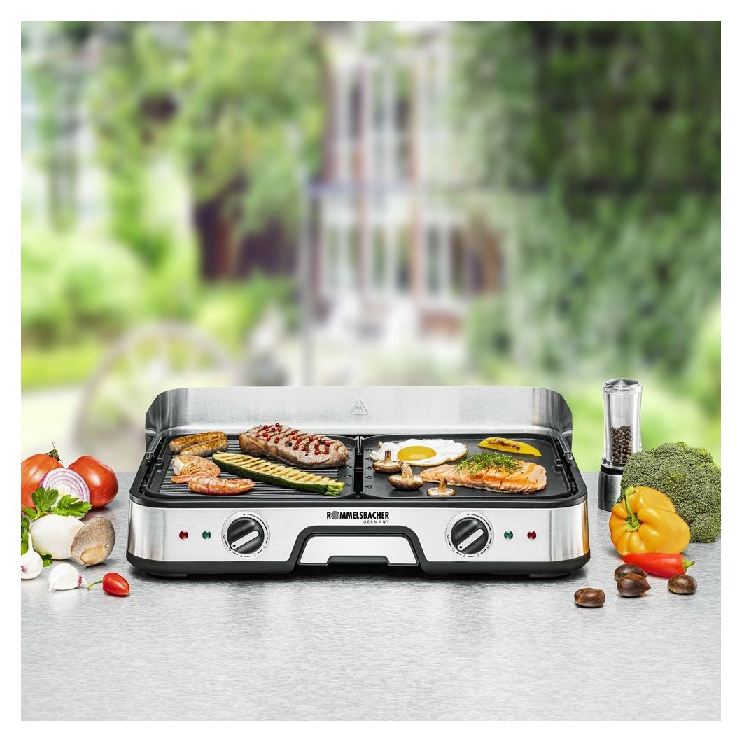 BBQ2025 Tischgrill 2 Zone(n) 2000 W mit 225 x 285 mm Fläche  (Schwarz, Edelstahl) 