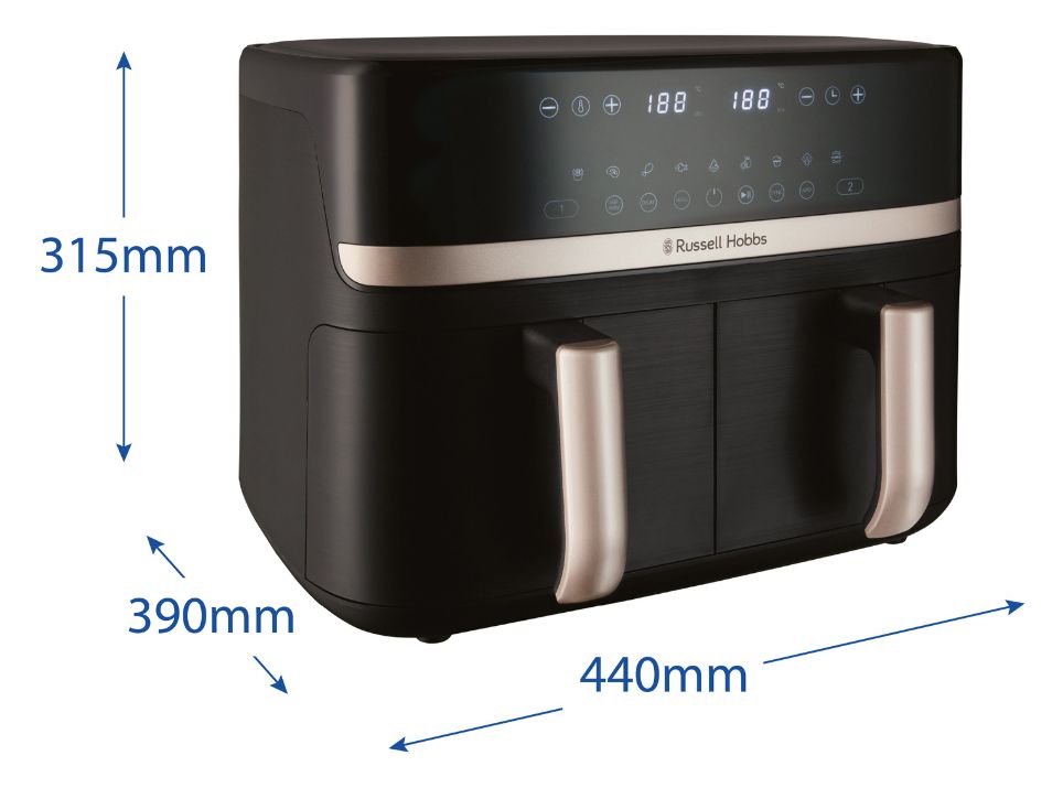 27680-56	SatisFry Dual Basket Doppel Heißluftfritteuse 9 l 2800 W  (Schwarz) 