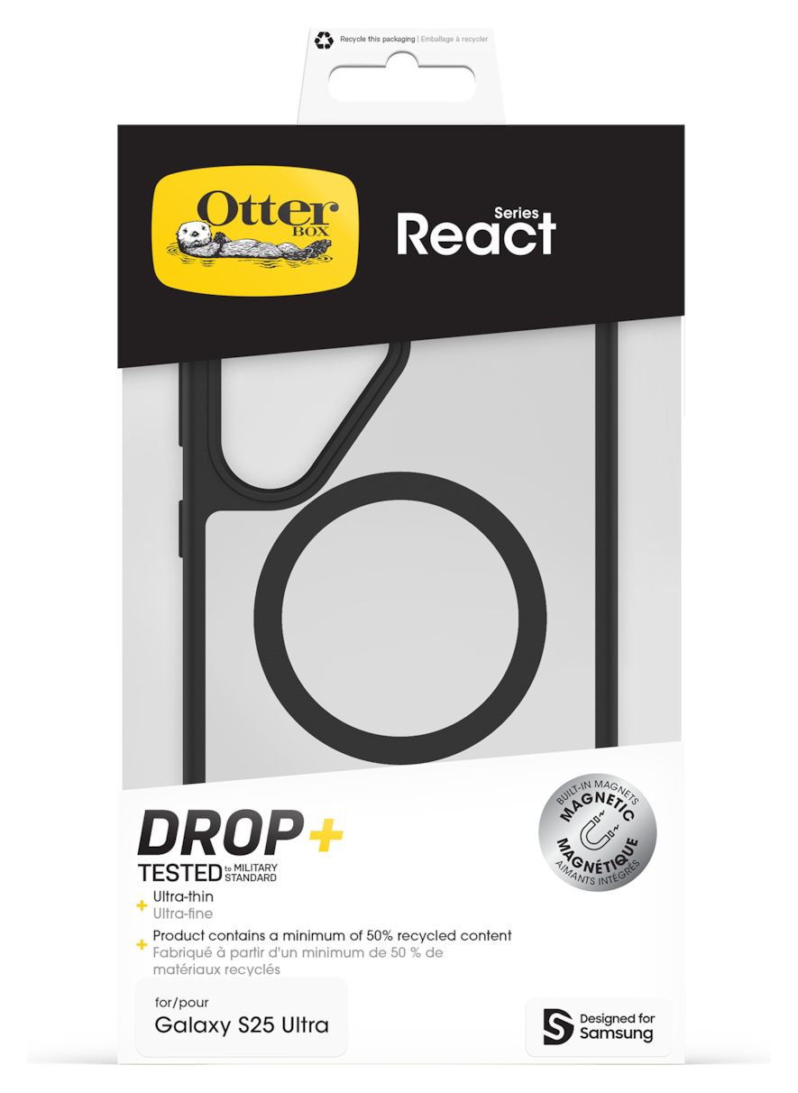 Otterbox React Magnet Case Cover für Samsung Galaxy S25+ (Schwarz, Transparent) 