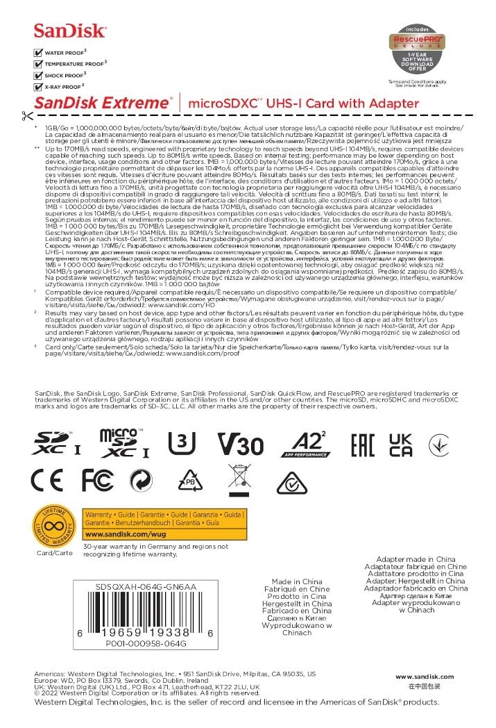 Extreme A2 MicroSDXC Speicherkarte 64 GB Class 3 (U3) Klasse 10 