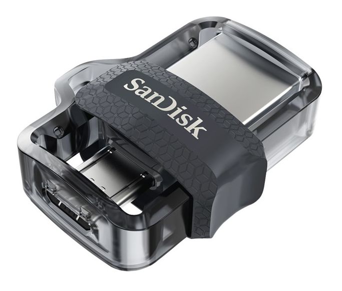 Ultra Dual m3.0 USB Type-A / Micro-USB Stick 128 GB (Schwarz, Transparent) 
