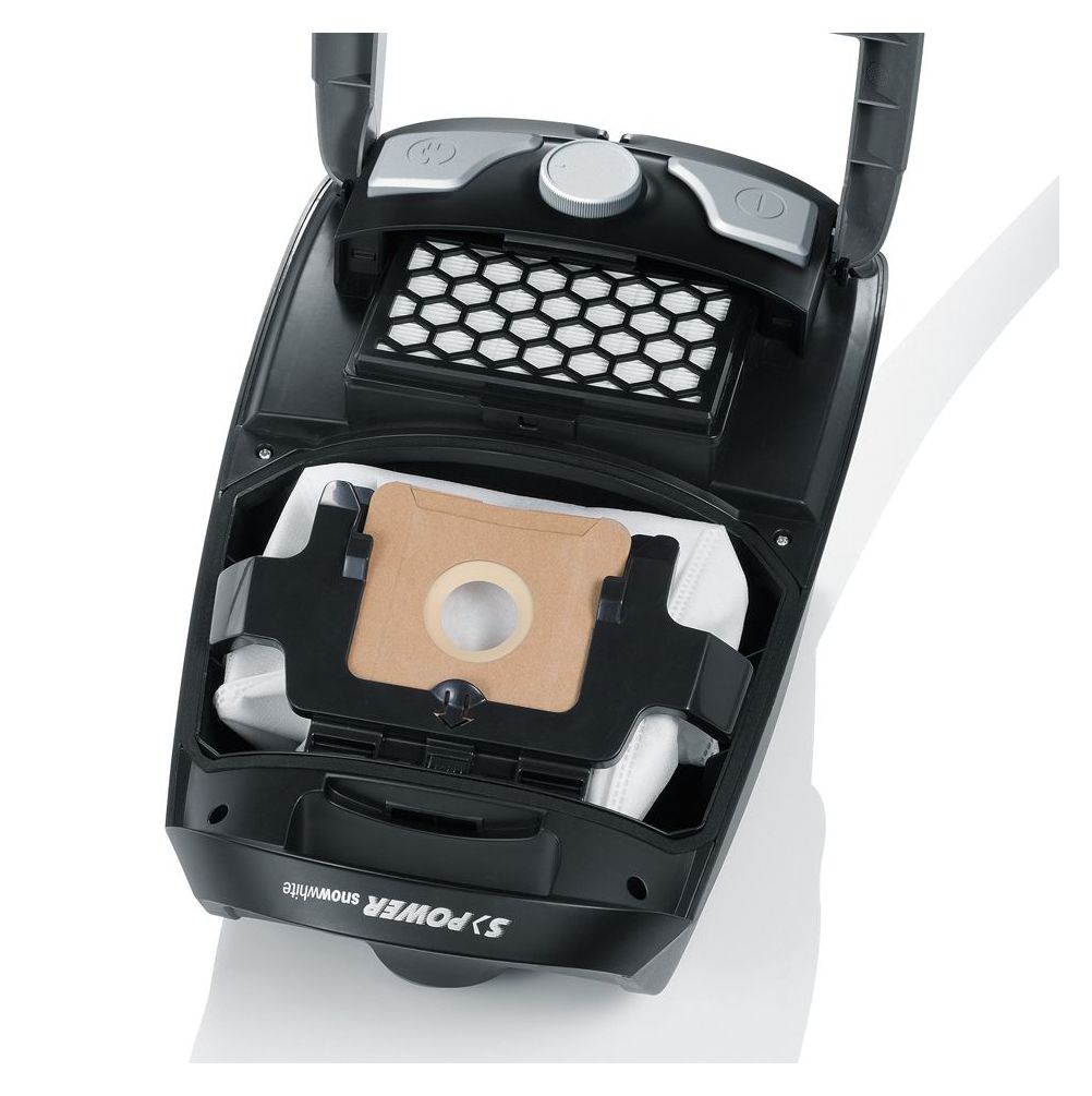 BC7045 S Power Snowwhite Bodenstaubsauger mit Staubbeutel 750 W HEPA  (Schwarz, Grau) 