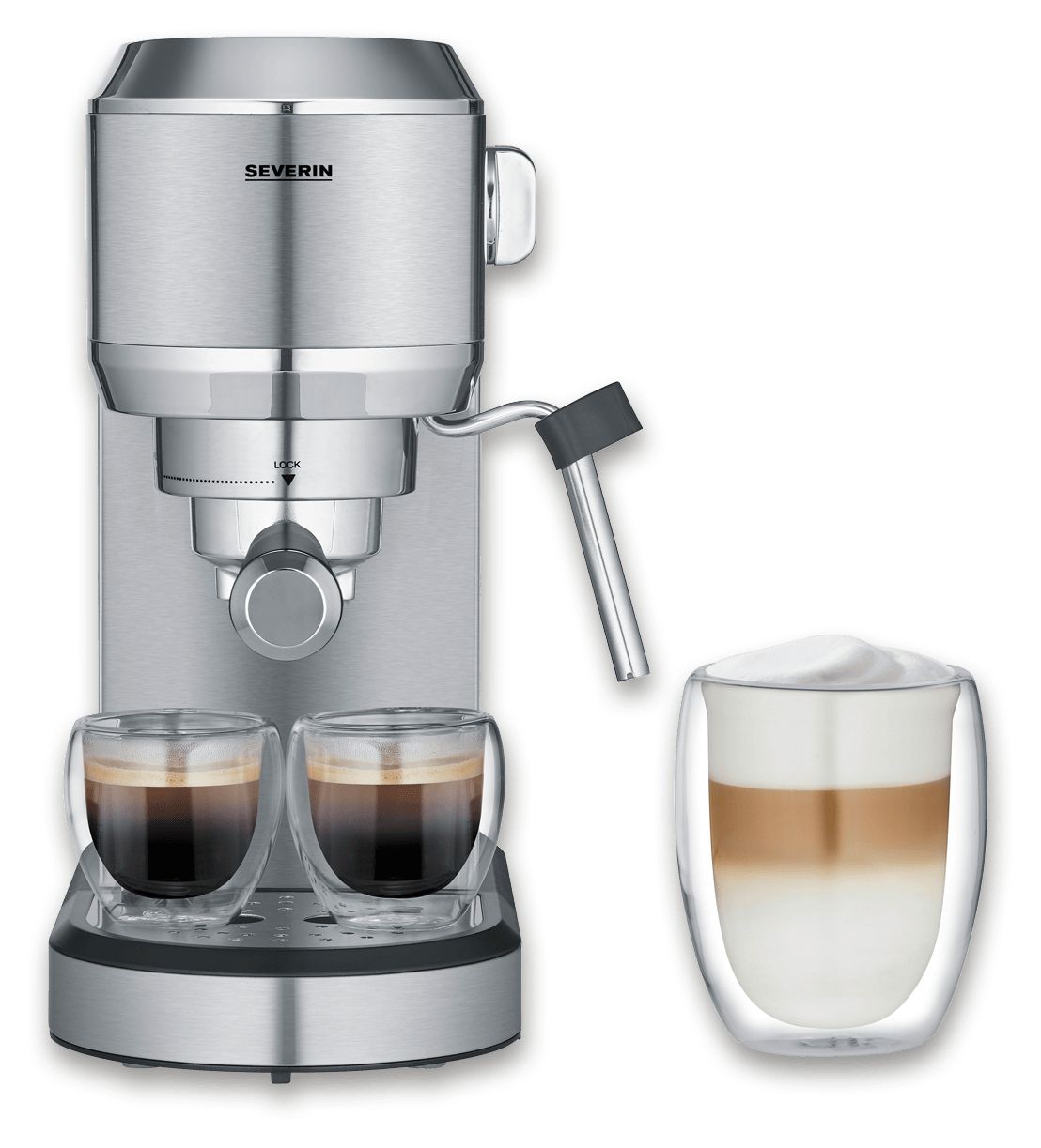 KA5997 Newspresa Siebträger Kaffeemaschine 20 bar 1350 W (Schwarz, Gebürsteter Stahl, Chrom) 