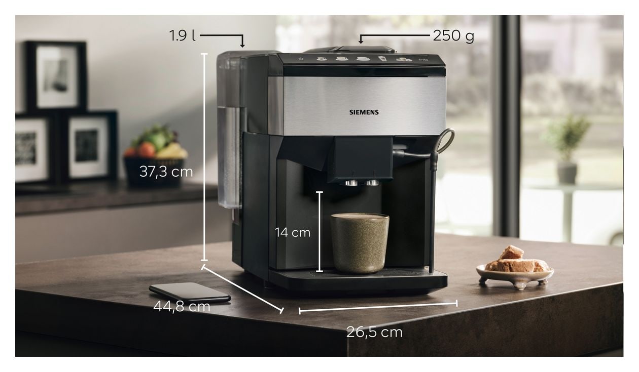 EQ500 TP517DF3 Kaffeevollautomat 1,9 l 270 g  (Schwarz, Edelstahl) 