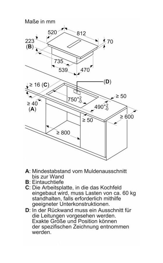 iQ700 EX870NGA6 (EX870NX68E + HZ9VDSB4) autarkes 80 cm Induktionskochfeld 4 Kochzonen mit integriertem Dunstabzug 