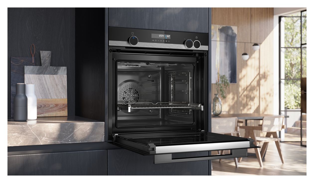 iQ500 HR478G5B7F Einbaubackofen groß Dampfgaren AutoClean (Schwarz) 
