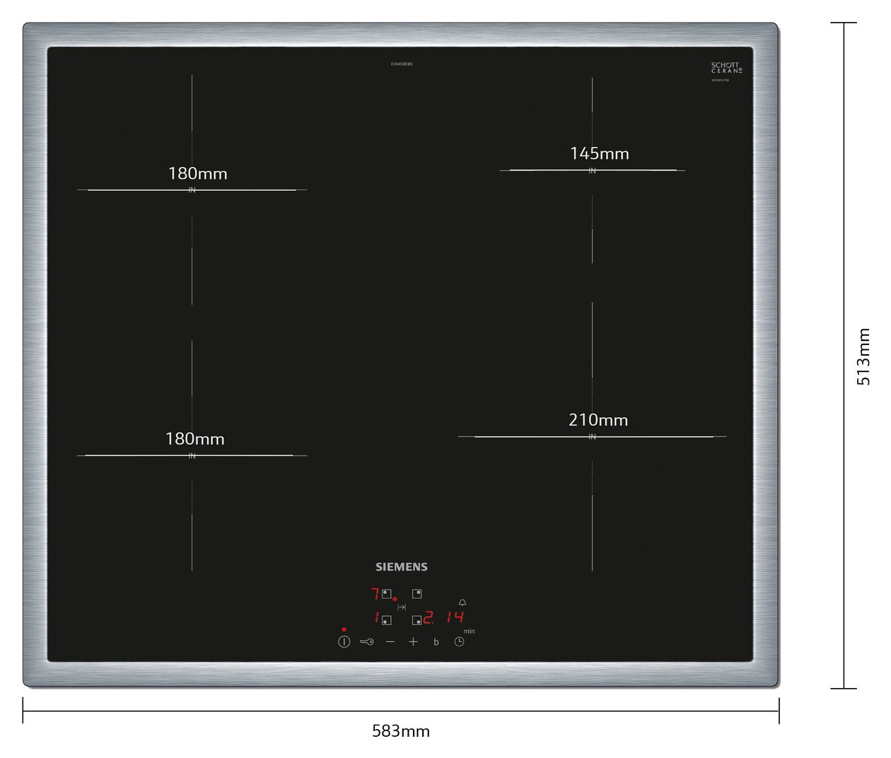 iQ100 EH645BEB6E autarkes 60 cm Induktions Kochfeld/Herdplatte 4 Zone(n) 