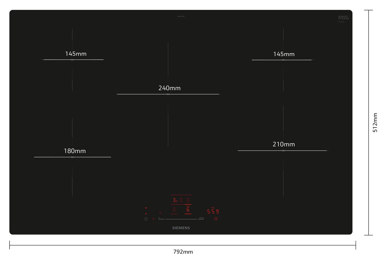 iQ100 EH801HVB1E autarkes 80 cm Induktions Kochfeld/Herdplatte 5 Zone(n) 