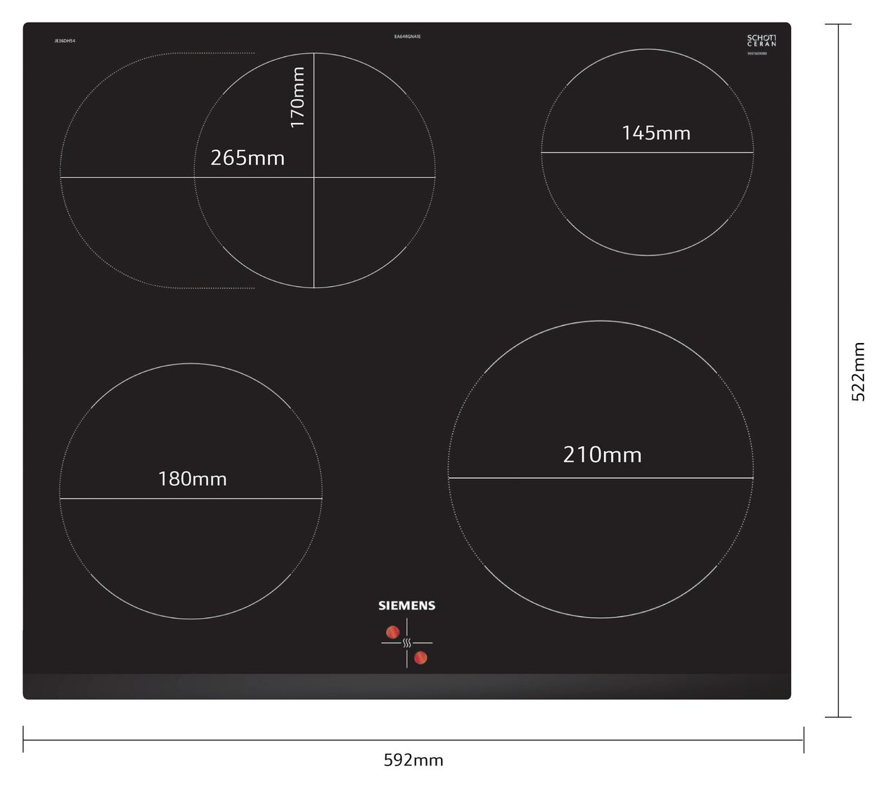 iQ300 EA631GNA1E herdgebundenes 60 cm Glaskeramik Kochfeld/Herdplatte 4 Zone(n) 
